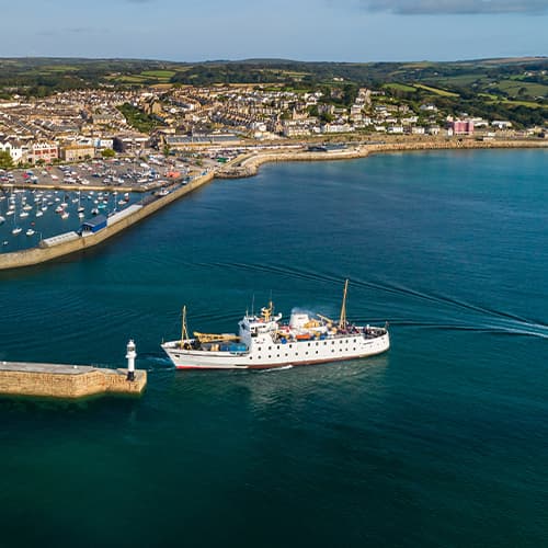 Scillonian III departing Penzance harbour in the morning
