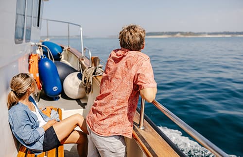 Couple on a tripper boat - Isles of Scilly