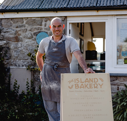 The owner of The Island Bakery - Barney McLachlan - St Martin's, Isles of Scilly