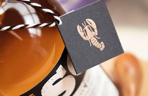 Close up of the SC Dogs rum bottle and label
